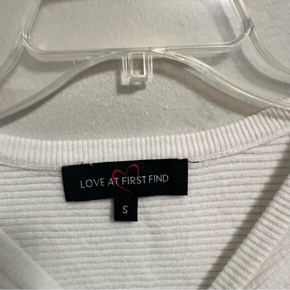 Love at First Find Ribbed Crewneck Dolman Shirt White Womens Small - Picture 3 of 5